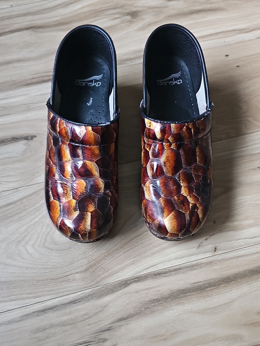 Dansko Men's Brown & Tan Textured Leather Slip-On Clogs